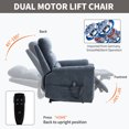 thumbnail image 6 of Power Lift Recliner Chair with Massage and Lumbar Heating for Elderly, Faux Leather Reclining Chair with 180° Lying Flat and Side Pockets for Living Room, Blue, 6 of 7