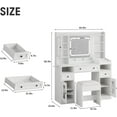 thumbnail image 5 of VEANERWOOD White Vanity Desk Set with Mirror, Makeup Desk with Charging Station & Visible Cabinet Cushioned Stool for Bedroom, 5 of 8