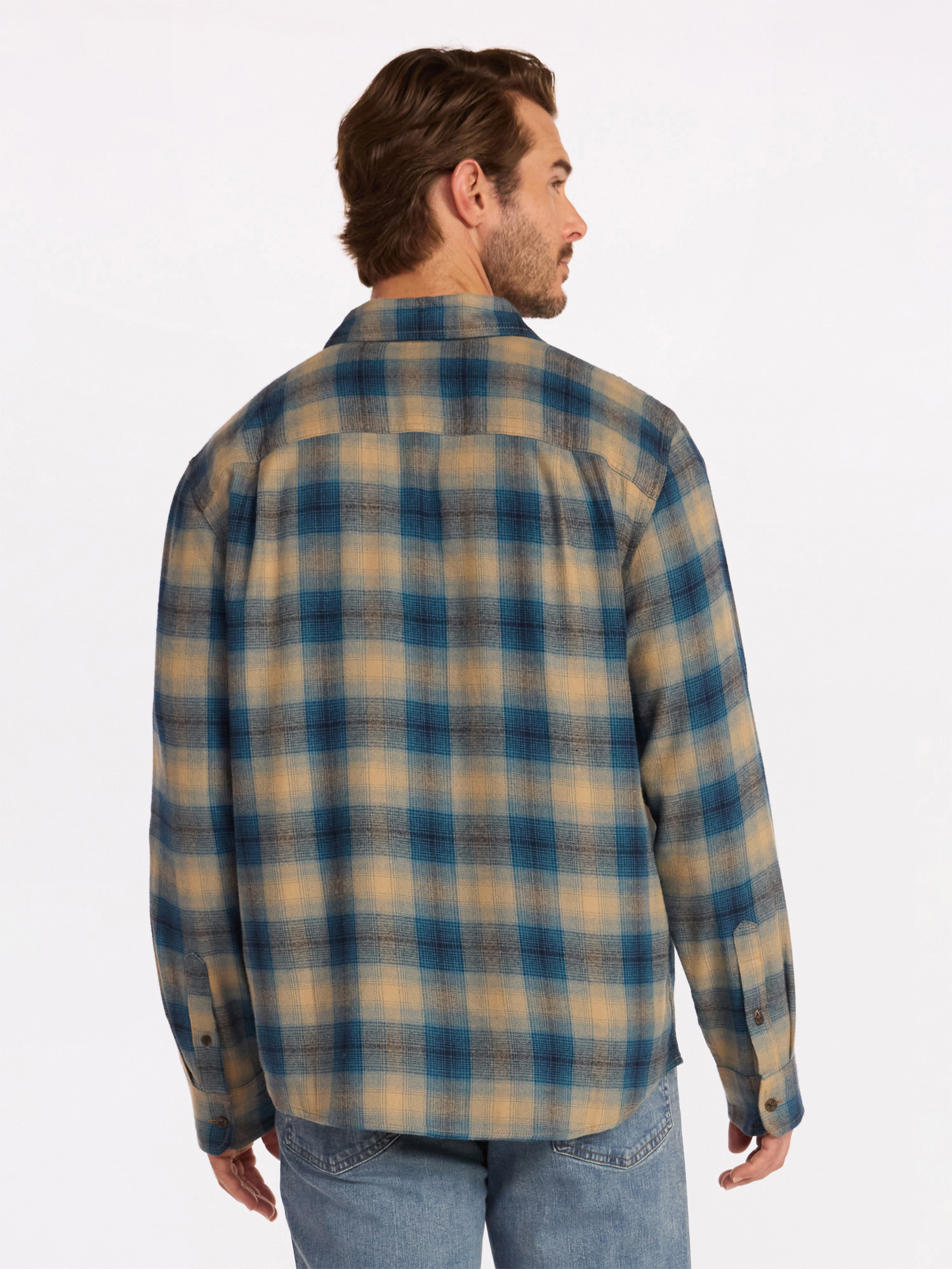 George Men's & Big Men's Relaxed Fit Double Pocket Flannel Shirt, Sizes XS-3XLT