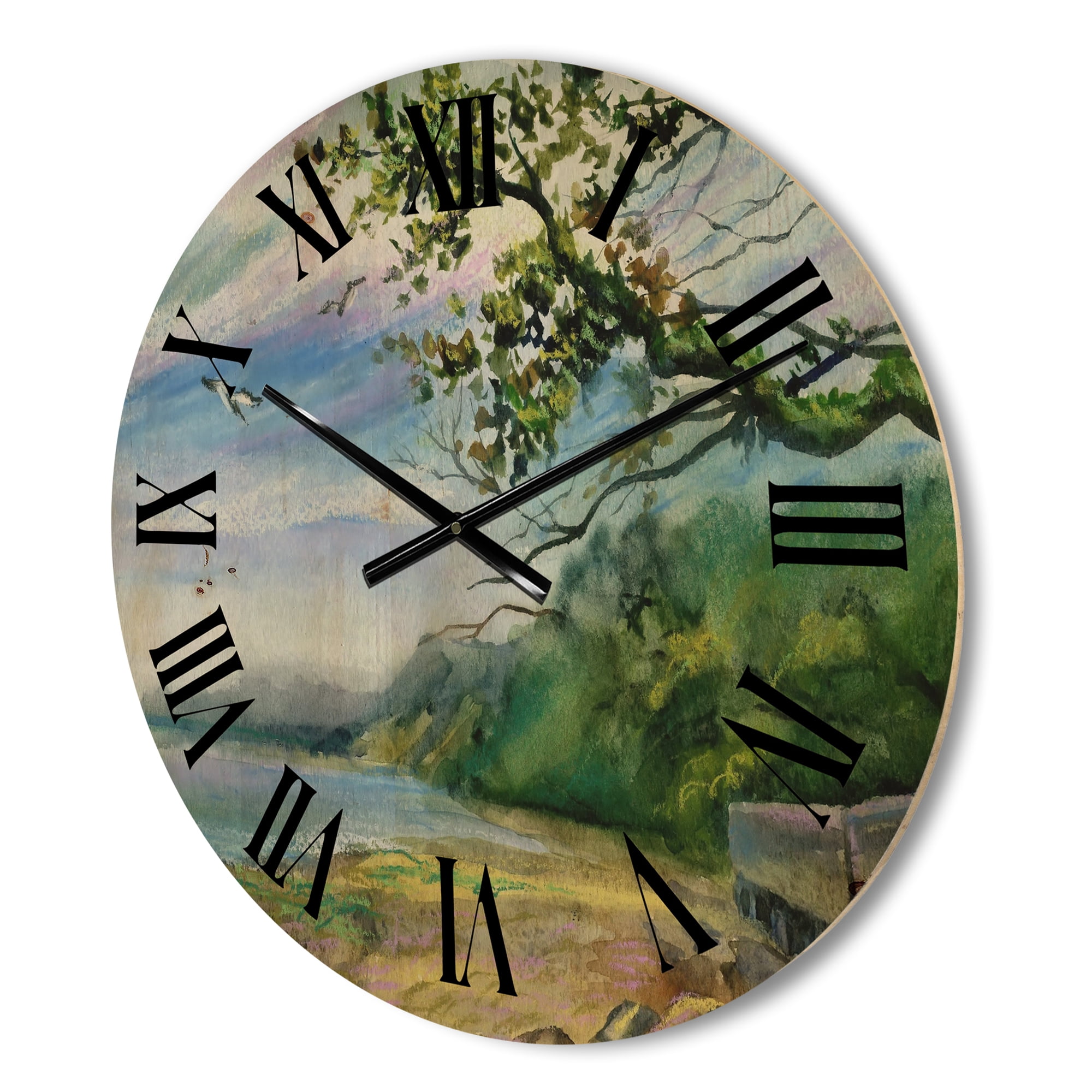 Designart 'Green Coast of The Baltic Sea' Nautical & Coastal Wood Wall Clock