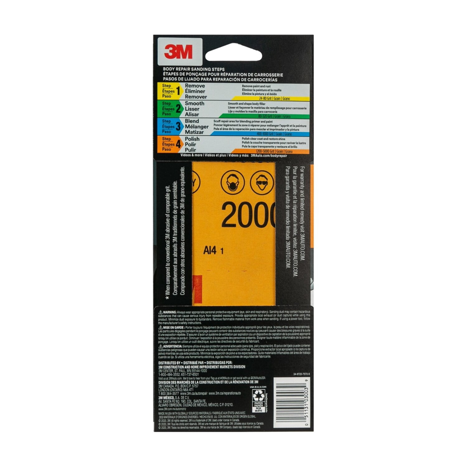 3M Wetordry Sandpaper, 3 2/3 in x 9 in, 2000 Grit, 5-Pack