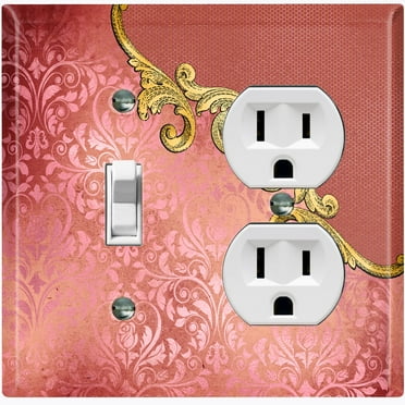 Metal Light Switch Plate Cover Red Floral Damask Frame Honeycomb Trim DAM056