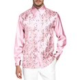 thumbnail image 3 of Shiny Metallic Sequin Shirt for Men Long Sleeve Button Down Collared Dress Shirt Disco Party Wedding Formal Suit, 3 of 5