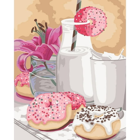 UPC: 4650206103065 | Painting by Numbers Kit Crafting Spark Tasty Breakfast B056 19.69 x 15.75 in Pink Food