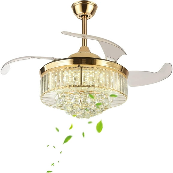 36 Inch 6 Speed Ceiling Fan Light with Remote Control, 3 Color Change Chandelier Ceiling Fan Reversible Fan Adjustable Time for Living Room Bedroom