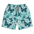 thumbnail image 5 of Goofa Blue Floral with Butterflies Printed Mens Swim Trunks Summer Quick Dry Short Beach Swimwear Bathing Suits-XX-Large, 5 of 9