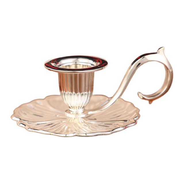 Soporte para velas de mesa, candelabro cónico Vintage, candelabro de mano Retro para casa de Halloween, granja Plata