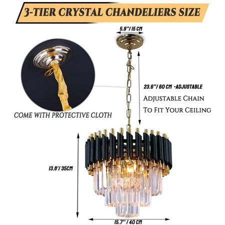 Modern Pendant Light 3 Tiers Raindrop, Como 5 Light Glass Chandelier