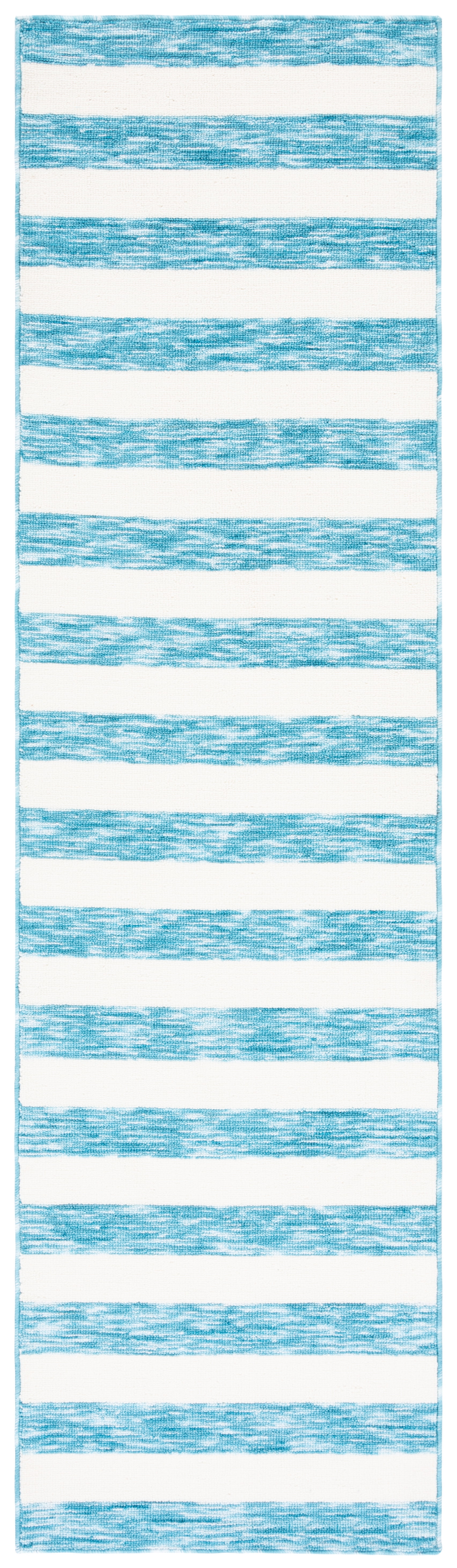 Safavieh Easy Care Fergal Striped Polyester Machine Washable Runner Rug, Blue/Ivory, 2'3" x 8'