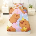 thumbnail image 3 of Erosebridal Kids Birthday Capybara Twin Sheet Sets, Galaxy Star Sky Bedding, 3 Pieces, 3 of 5