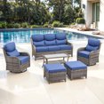 thumbnail image 2 of Jentlehouse 6-Piece Outdoor Patio Furniture Set with Swivel Chairs and Sofa,Hige Back Deep Seat Outdoor Conversation Set for Poolside Backyard Balcony, 2 of 12