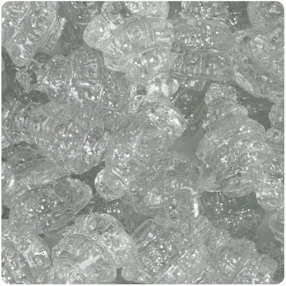 BeadTin Silver Sparkle 25mm Christmas Tree Pony Beads (24pcs)