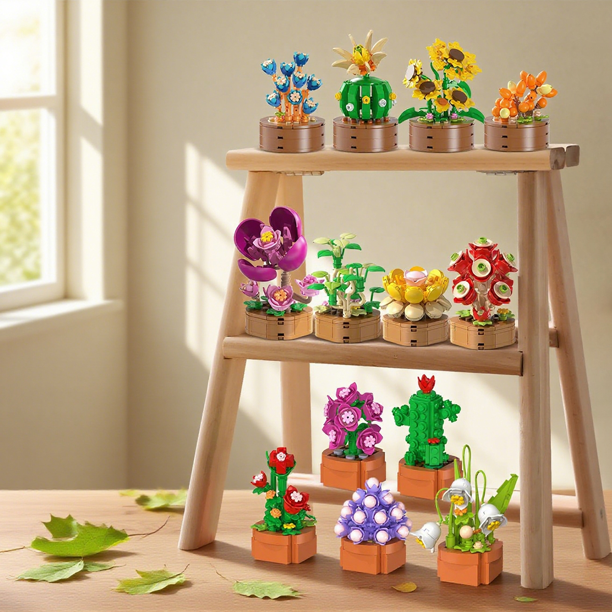 Cubimana 15 Pack Mini Flower Succulents Building Sets Botanical Collection (1314PCS)