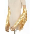 thumbnail image 3 of Runhomal Gants Sans Doigts Longueur Coudée pour Femmes Gants Longs à Paillettes Doré Taille Unique, 3 of 6