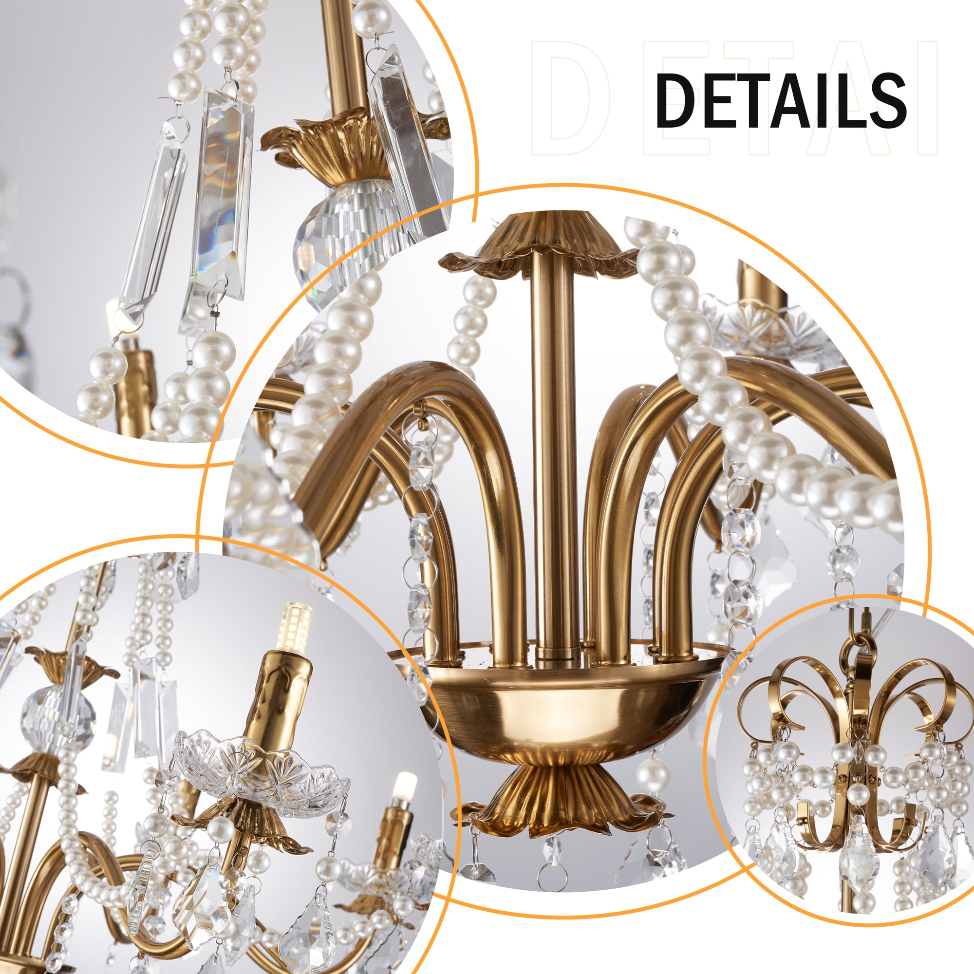 GMizon 39-inch American modern luxury crystal chandelier, 8-head living room crystal chandelier, dining room and bedroom lighting fixtures (gold bronze)