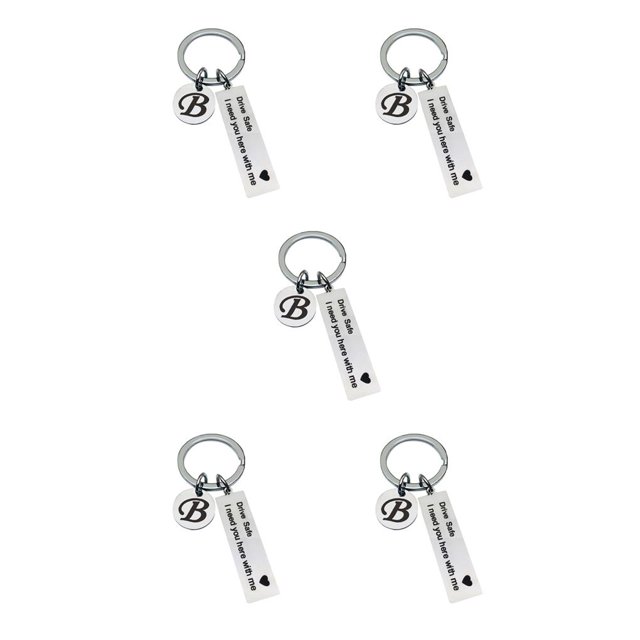 facefd 1/2/3/5 Drive Safe Keychain Initials Lettering Men Women Boyfriend Husband Key Chain B 5PCS