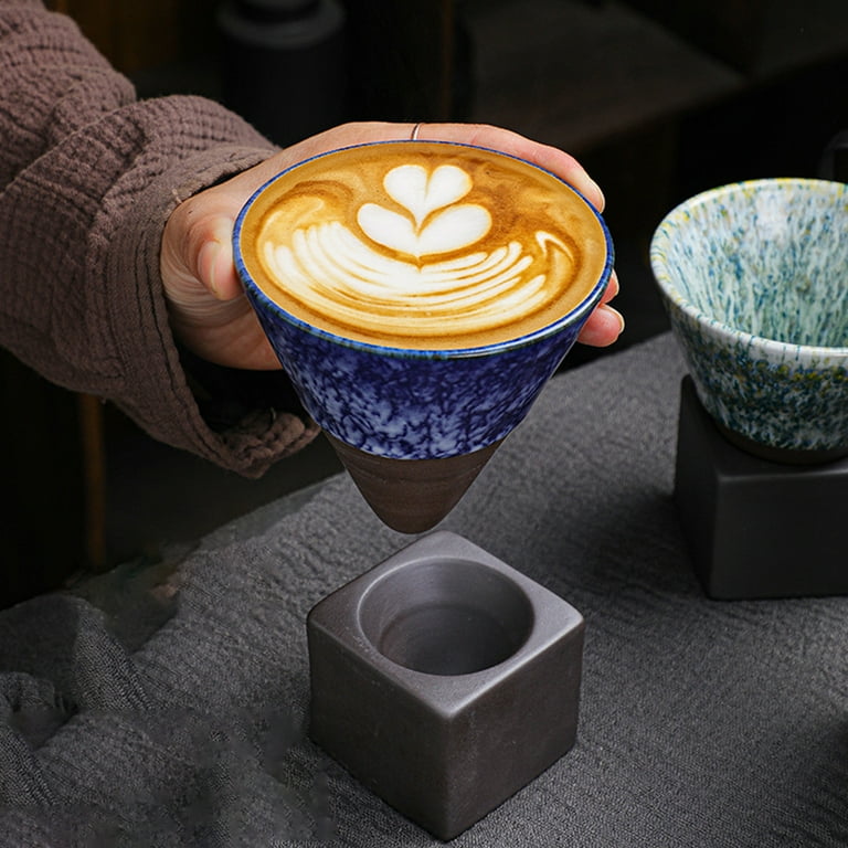HomeLife 150ML Ceramic Funnel Coffee Cup with Base Heat-resistant Handmade  Japanese Style Latte Cappuccino Tea Espresso Tapered Mug Birthday Gift -  Walmart.com