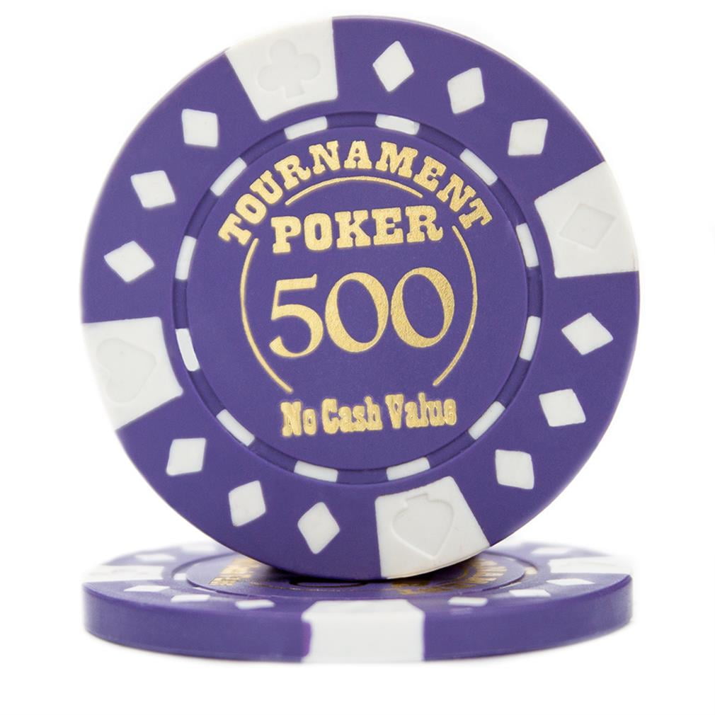 "Roll of 25 Purple Tournament Hot Stamp Poker Chips 12.5g"