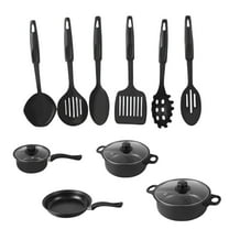 13-Piece Cookware Set with Non-Stick Maifan Stoneware, Even Heat Distribution, Includes Frying Pan, Milk Pot, Stockpots, Lids, and Spatulas for Everyday Home Cooking