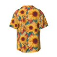 thumbnail image 7 of Picia Diamond Bohemian Sunflower Men's Linen Shirts Short Sleeve Cuban Beach Shirts Casual Shirts Button Down Shirt for Men Beach Summer Wedding Shirt-Small, 7 of 7