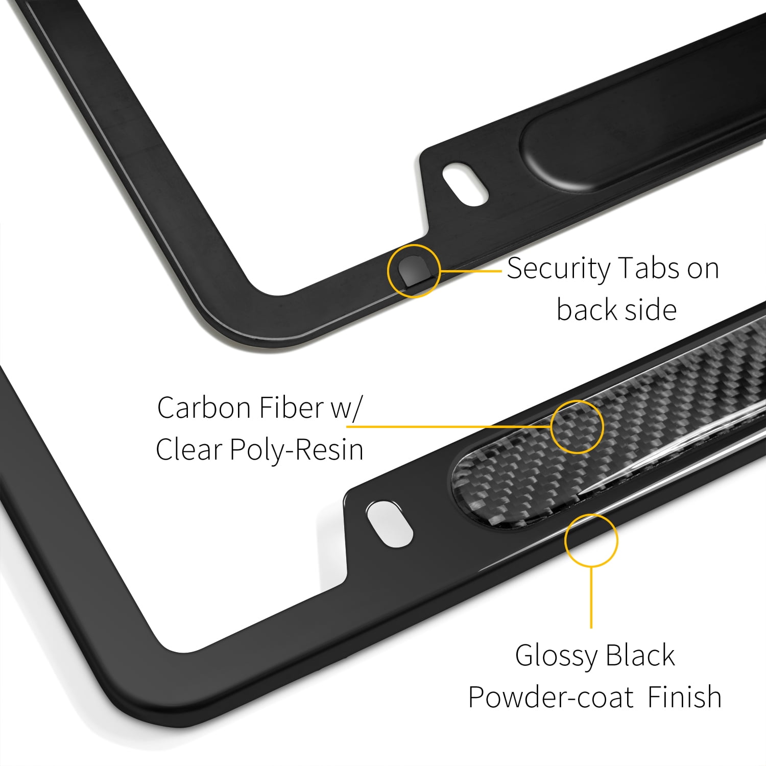 iPick Image for Mopar Real Carbon Fiber Insert Black Stainless Steel License Plate Frame, Official Licensed