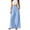 Blue, variant on Women's High Waist Wide Leg Pants, Cotton Linen Flare Leg Palazzo Trousers with Pockets, Elastic Waist Casual Bell Bottom Pants for Daily Wear, Vacation and Boho Chic Outfits Black L