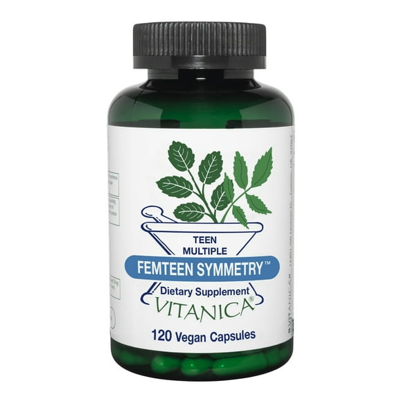 Vitanica FemTeen Symmetry, Vitamins for Teens Daily Multivitamin, Vegan, 120 Capsules