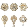 thumbnail image 2 of 6PCS Brooch Pin Pearl Rhinestone Decor Water Drop Crystal Brooch Corsage Brooch Pin for Wedding, 2 of 8