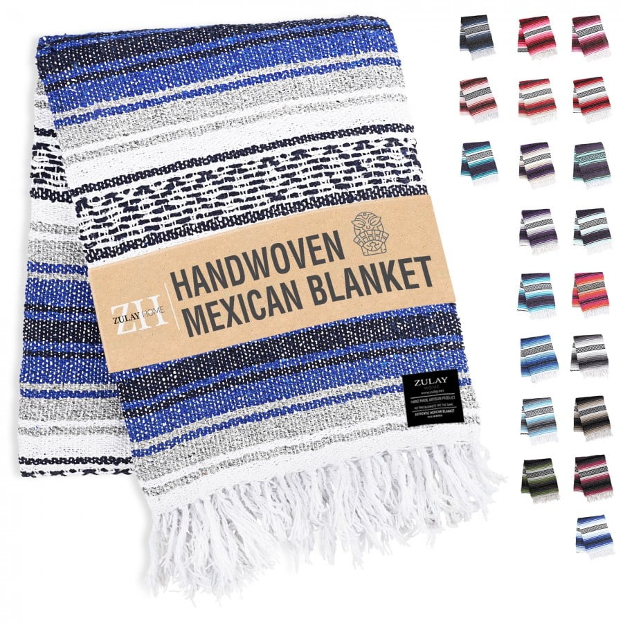 Zulay Home Hand Woven Mexican Blankets - Artisanal Boho Blanket
