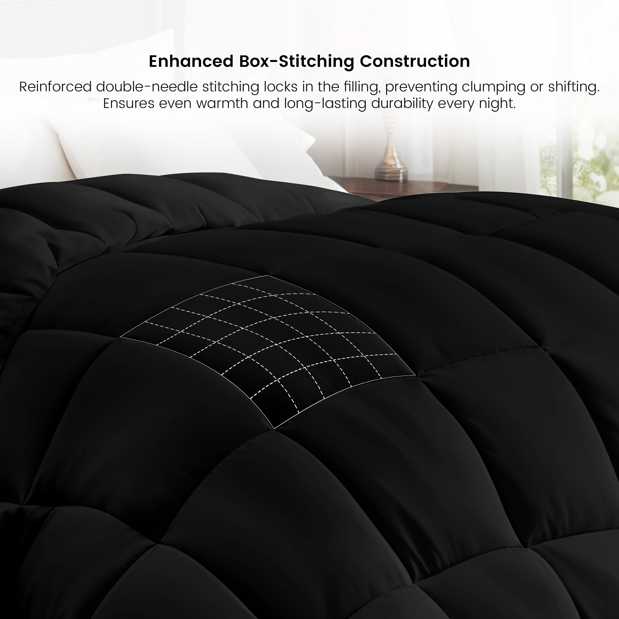 Lux Decor Collection Twin Comforter - Down Alternative Comforter & Duvet Insert - Single Comforter, Black