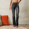 thumbnail image 2 of Women's Streetwear Flared Denim Pants, High Waist Washed Jeans with Retro Vibes & Casual Comfort Fit,Black L, 2 of 4