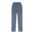 thumbnail image 3 of Bovemsi Casual Pants for Women Solid Color Sweatpants With Pockets Crossed Cuffs Loose Straight Leg Beach Trousers (Available in Plus Size), 3 of 9