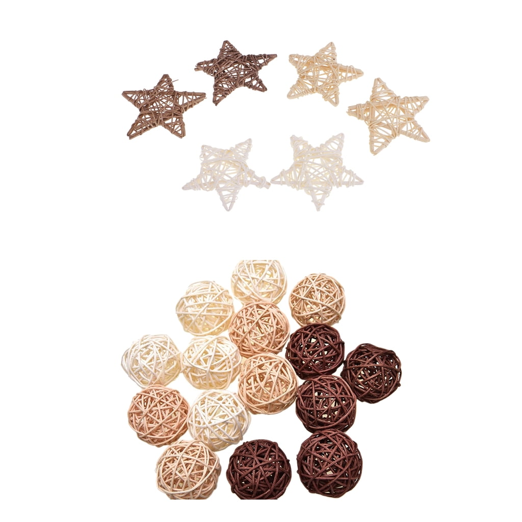 20 Pieces Wicker Rattan Balls Stars Decorative Ball Vase Fillers