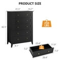 thumbnail image 2 of DSstyles 5 Drawer Dresser for Bedroom, Tall Dresser Closet Organizer, Wood Dresser with Deep Space & Metal Knobs, Modern Chests of Drawers for Entryway, Hallway, Black/White/Grey, 2 of 9