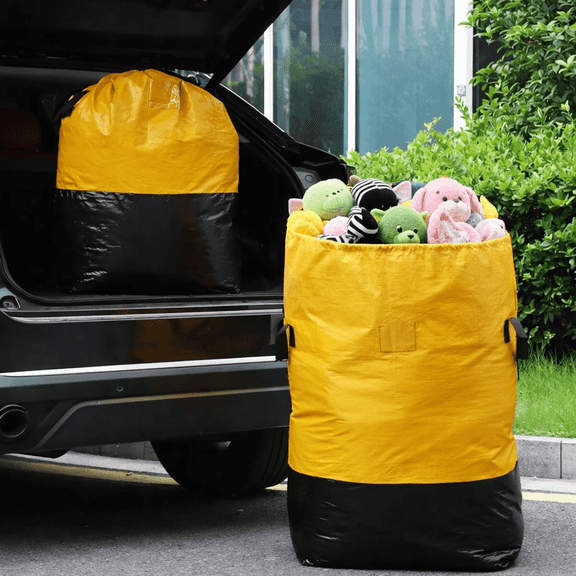 Heavy Duty Moving Bag with Handles and Drawstring Closure, 2XL Foldable Storage Bag for Moving, Clothes, Bedding, Travel, College Dorm and Household Storage