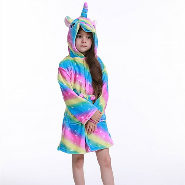Soft Unicorn Hooded Bathrobe Sleepwear - Unicorn Gifts for kid 