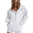 thumbnail image 2 of Women 3/4 Zip Hoodies Fall Fashion Fleece Pullover Mock Neck Sweatshirt Long Sleeve Casual Workout Winter Tops 2026 L, 2 of 7