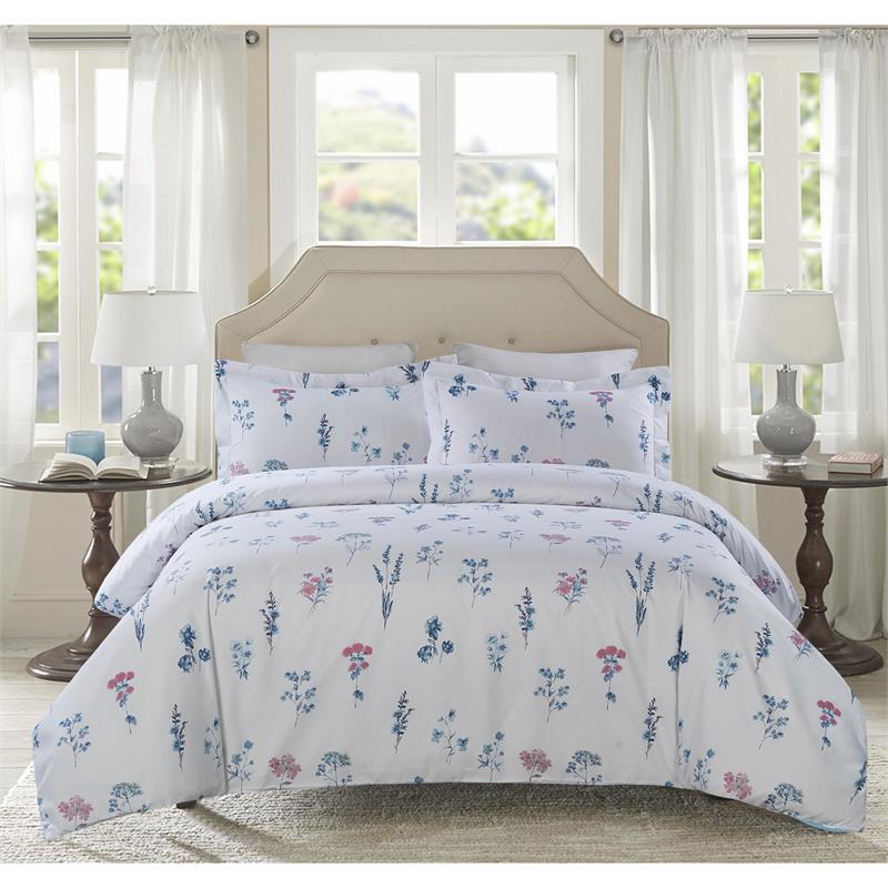 3 Piece Microfiber Duvet Cover Set Printed English Garden Queen