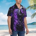thumbnail image 3 of Honeii Purple Plant White Tiger Print Men’s Hawaiian Shirt,Classic Button-Down Short Sleeve Shirt, for Beach, Vacation, and Outdoor Activities,Small, 3 of 7