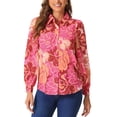 thumbnail image 1 of CAMISA DE MUJER CON ESTAMPADO FLORAL INSPIRE CHIC, CON BOTONES, DE MANGA LARGA, MODA CASUAL, TALLA XL, ROJO, 1 of 6