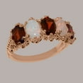 thumbnail image 3 of LBG British Made 14k Rose Gold Natural Garnet & Opal Womens Eternity Ring - 33 size options - Size 11, 3 of 8