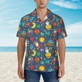 thumbnail image 2 of Xecao Cartoon Space print Hawaiian shirt - a stylish short-sleeve button-down for men, perfect for casual beach and tropical outings., 2 of 9