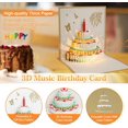 thumbnail image 3 of Tarjeta de cumpleaños Mujer Hombre Tarjetas de felicitación con música y luz, Invitación de cumpleaños Niña Niño, Tarjeta de felicitación emergente 3D con sobre, Oro, 3 of 5
