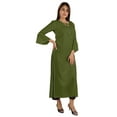 thumbnail image 2 of Moomaya Solid Rayon Kurta For Women bell Sleeve Drawstring Neck Long Ethnic Kurti, 2 of 6