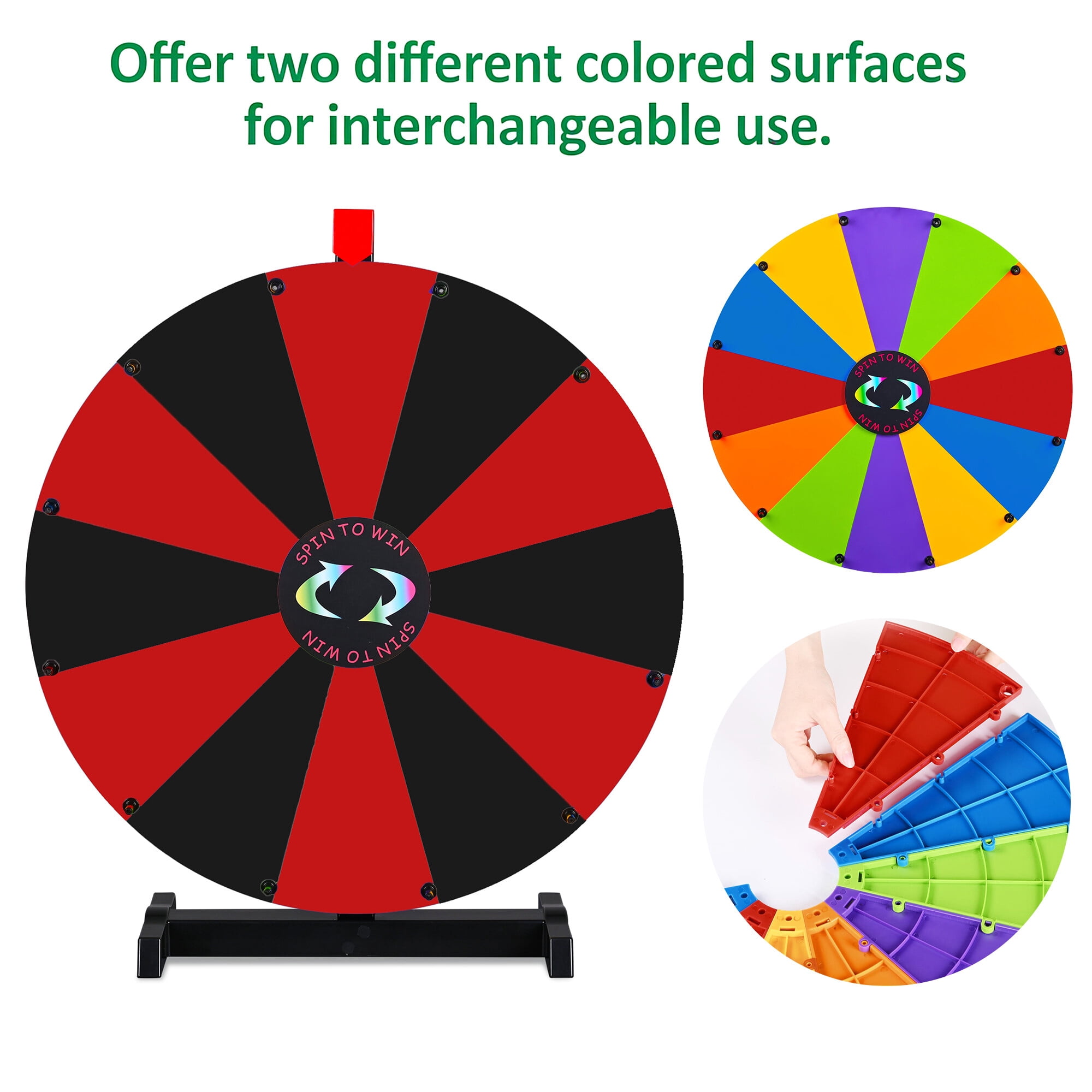 WinSpin 24" Pop Up Display Tabletop Prize Wheel Black & Red Trade Show Display Spinning Wheel 12 Slots for Outdoor Booths Exhibition Events