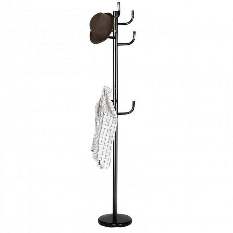 Costway Metal Coat Rack Hat Stand Tree Hanger Hall Umbrella Holder Hooks  Black