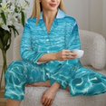 thumbnail image 4 of Goofa Crystal Clear Ocean Waves Printed Women’s 2 Piece Pajama Set Super,Pajamas Women's Long Sleeve Sleepwear Soft Button Down Loungewear Pjs Lounge Set Nightwear-Small, 4 of 9