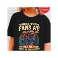 thumbnail image 1 of Festive Summer Girl 100% Cotton T-Shirt - "Where They at Fans at" Cowboy Hat & Boots Cartoon Print, Short Sleeve, Crew Neck, Loose Fit for Boys and Girls, Western T Shirt, 1 of 7