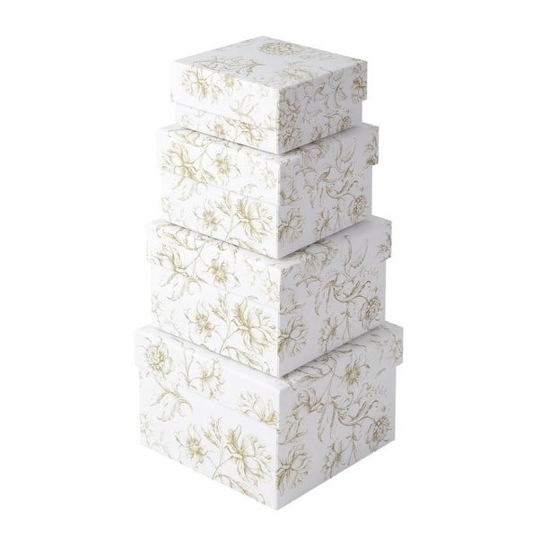Set de cajas de regalo Sorarto de 4 piezas con forma de nido floral en oro blanco