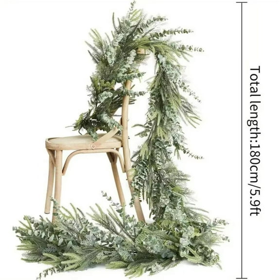 6 Ft Christmas Garland - Artificial Pine Needles Cedar Garland  Eucalyptus Leaf Garland, Greenery Seasonal Decor, for Winter Fireplace Wall, Christmas Decoration